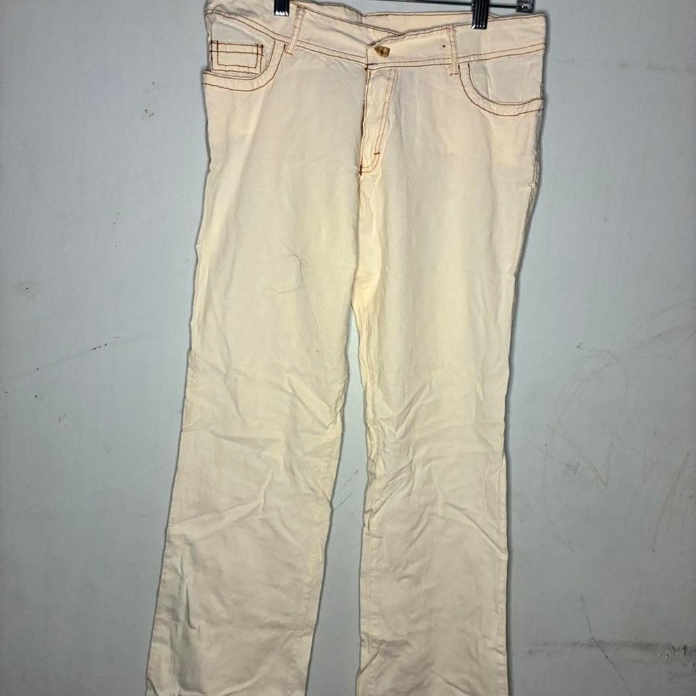 D'Maria X Imagen Mexicana Women's Cream Straight Leg Jeans #vintage #y2k #comfor